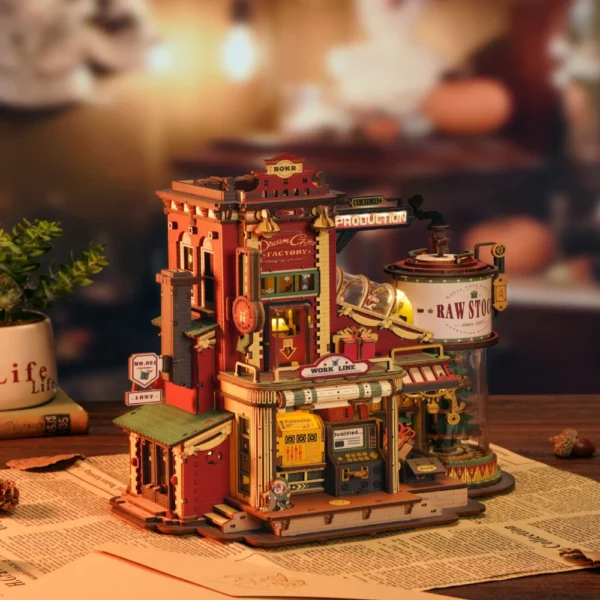 Robotime Rokr Dream Gift Factory – Puzzle 3D de Madera con Luz y Música