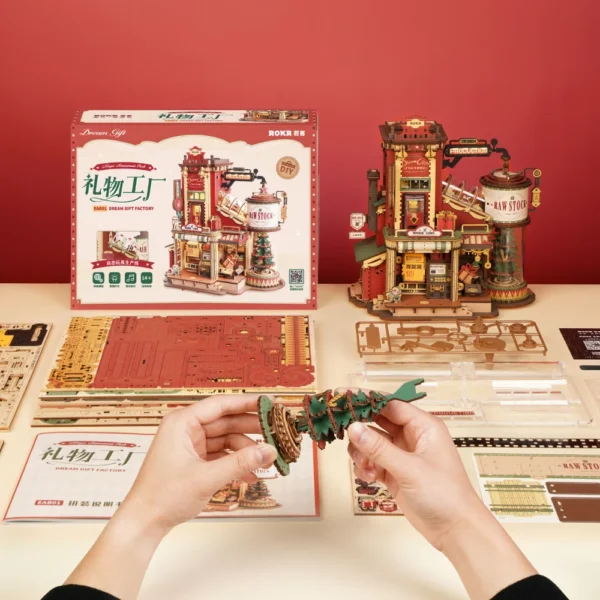 Robotime Rokr Dream Gift Factory – Puzzle 3D de Madera con Luz y Música