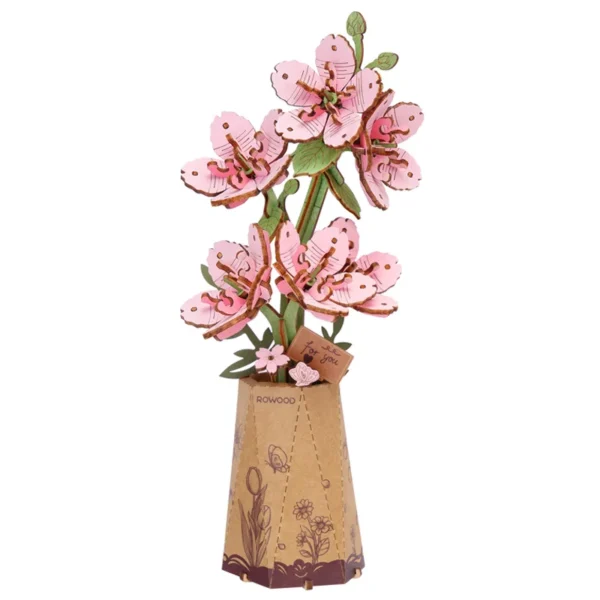 Robotime Rowood DIY 3D Wooden Puzzle – Flores Sakura, Gerbera y Margarita