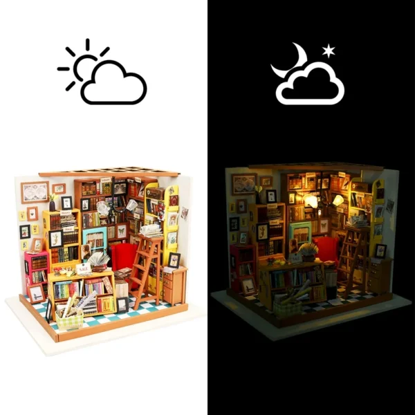 Robotime DIY House con Muebles – Sala de Estudio & Café