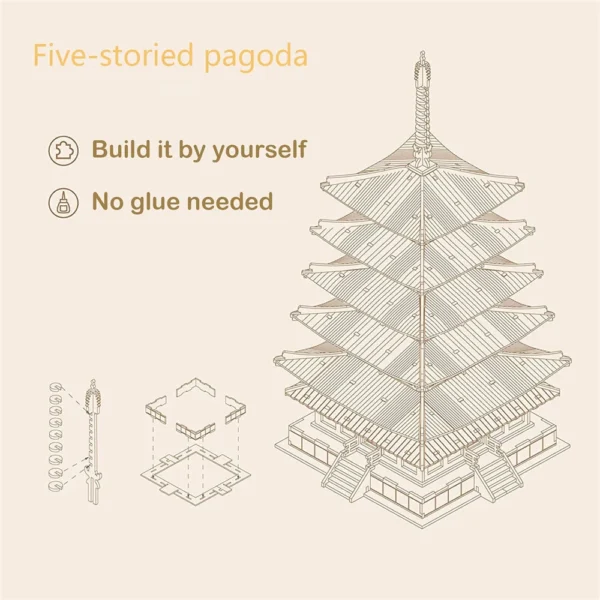 Robotime Rolife Five-storied Pagoda 3D Puzzle