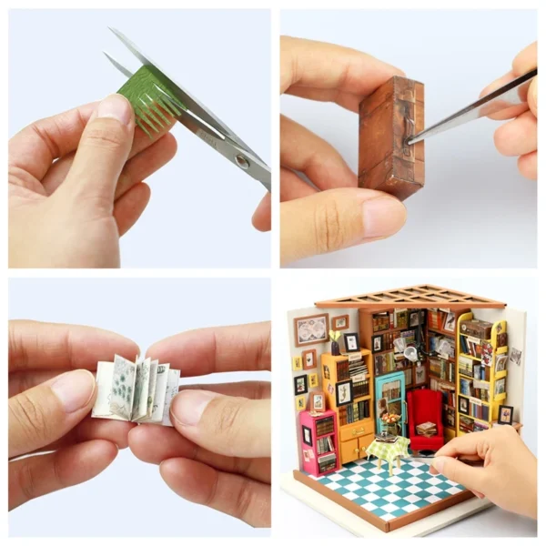 Robotime DIY House con Muebles – Sala de Estudio & Café