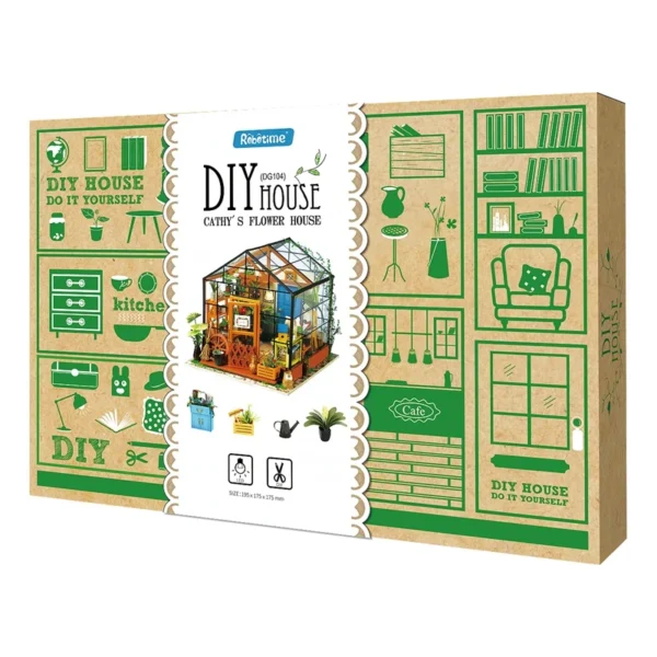 Robotime DIY House con Muebles – Sala de Estudio & Café