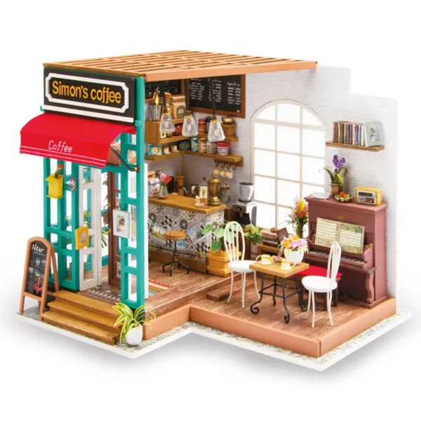 Robotime DIY House con Muebles – Sala de Estudio & Café