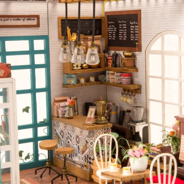 Robotime DIY House con Muebles – Sala de Estudio & Café