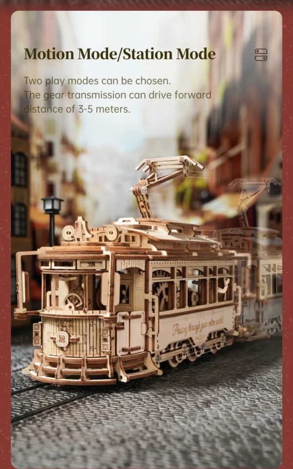 Robotime ROKR Classic City Tram Car – Puzzle 3D de Madera