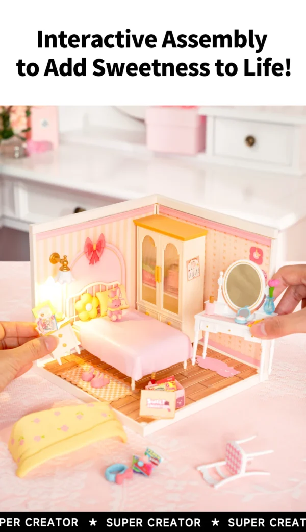 Robotime Rolife Lovely Pink Bedroom – DIY Mini Casa Miniatura