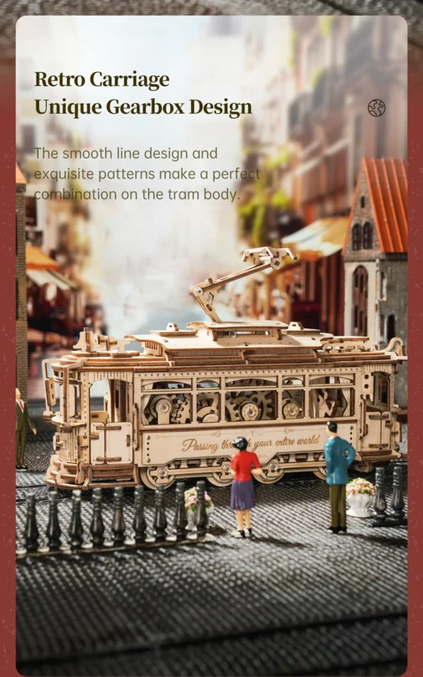 Robotime ROKR Classic City Tram Car – Puzzle 3D de Madera