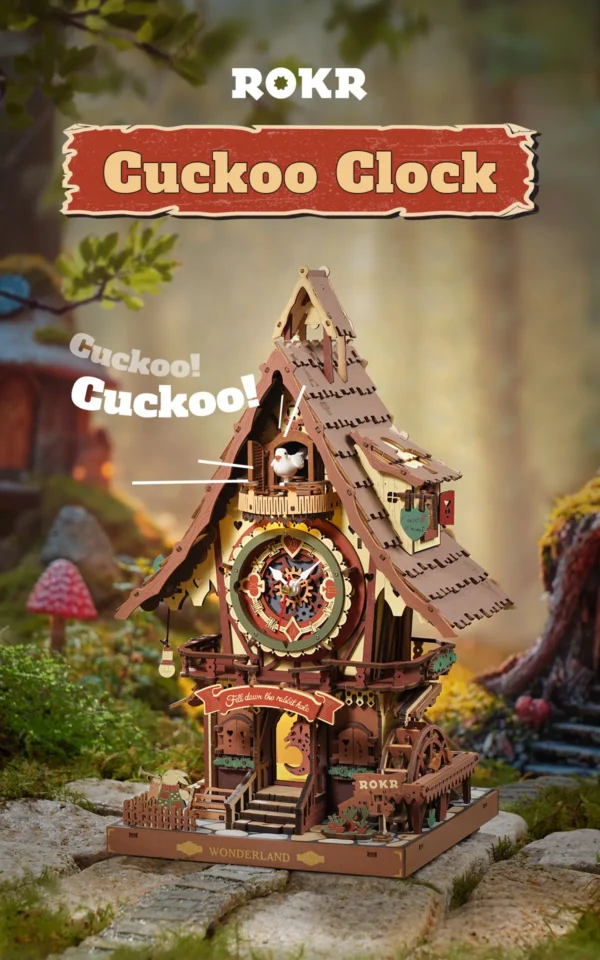 Robotime ROKR Cuckoo Clock – Puzzle 3D Mecánico de Madera