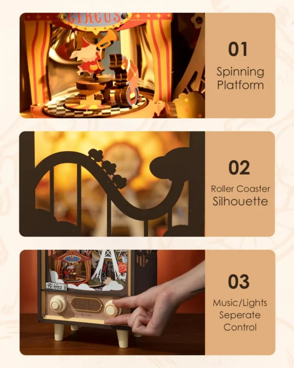 Robotime Rolife Sunset Carnival – Puzzle 3D Carrusel Musical con Luces