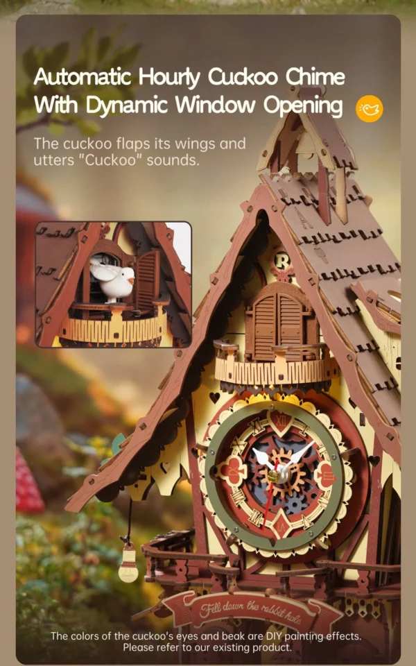 Robotime ROKR Cuckoo Clock – Puzzle 3D Mecánico de Madera