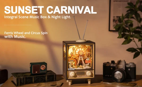 Robotime Rolife Sunset Carnival – Puzzle 3D Carrusel Musical con Luces