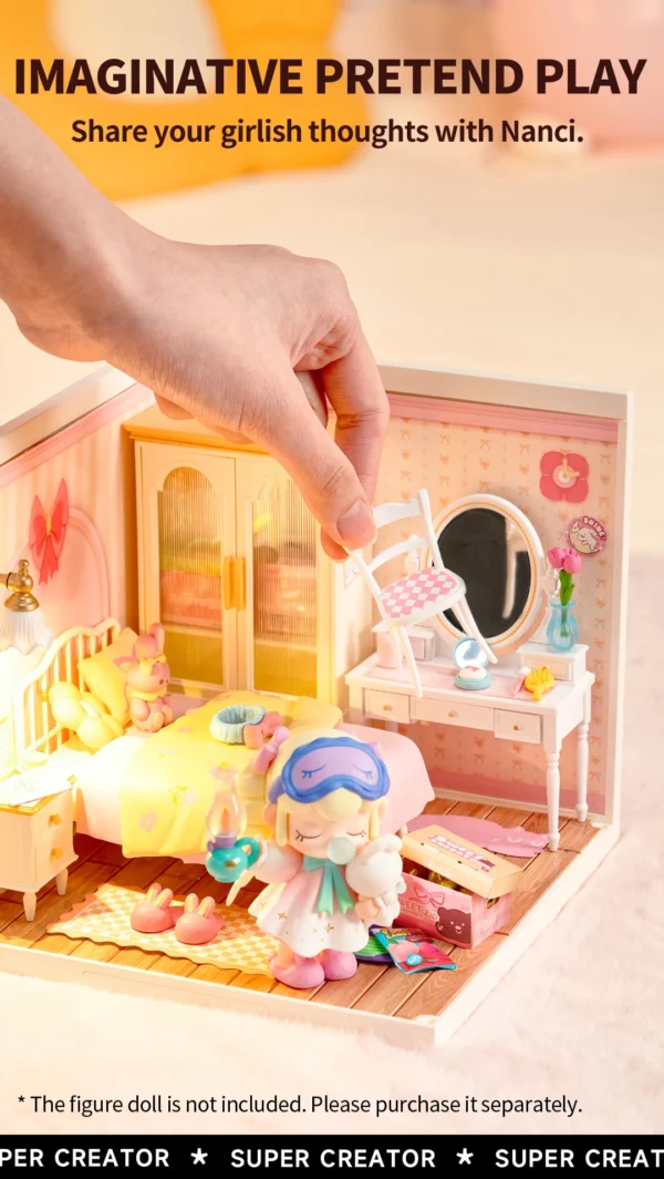 Robotime Rolife Lovely Pink Bedroom – DIY Mini Casa Miniatura