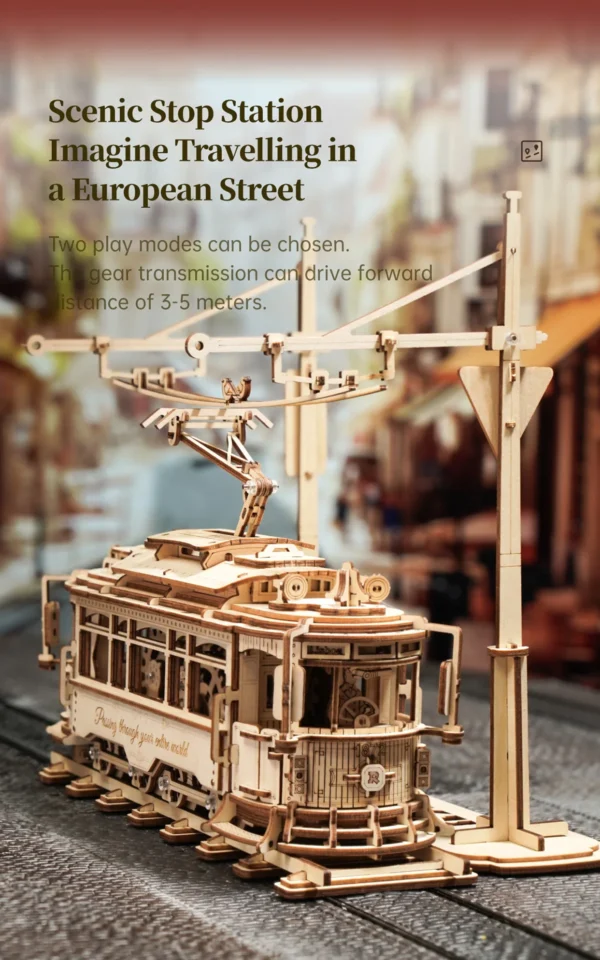 Robotime ROKR Classic City Tram Car – Puzzle 3D de Madera