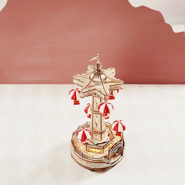 Robotime ROKR Parachute Tower – DIY Music Box 3D Wooden Puzzle