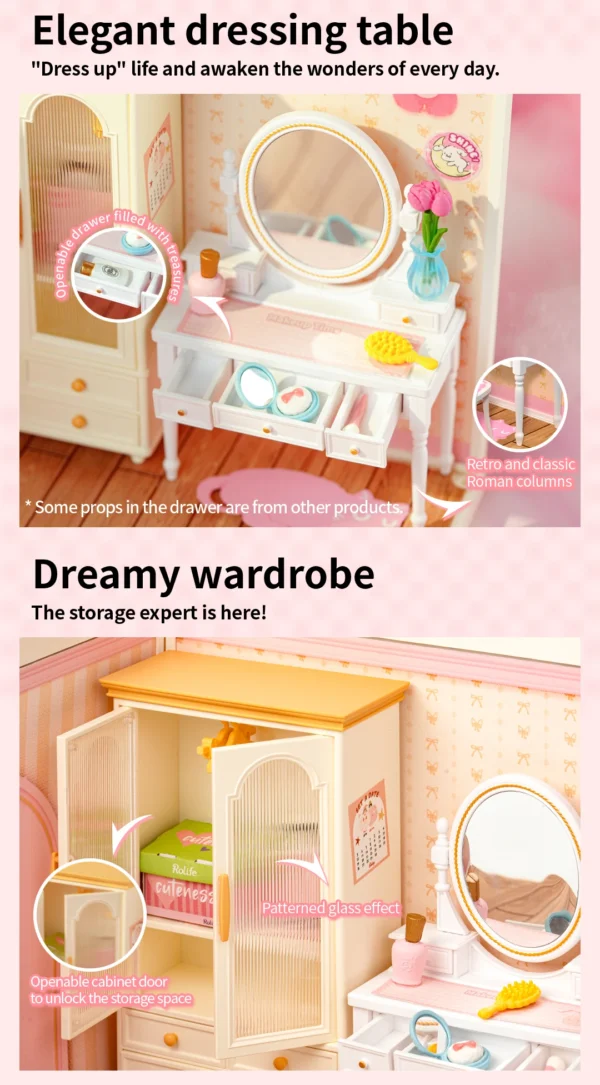 Robotime Rolife Lovely Pink Bedroom – DIY Mini Casa Miniatura