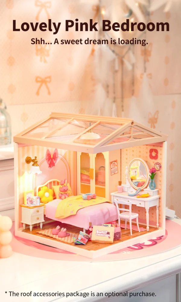 Robotime Rolife Lovely Pink Bedroom – DIY Mini Casa Miniatura