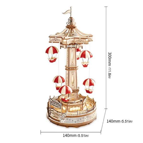 Robotime ROKR Parachute Tower – DIY Music Box 3D Wooden Puzzle