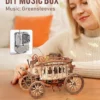 Robotime ROKR Stagecoach Music Box – Puzzle 3D de Madera
