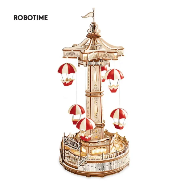 Robotime ROKR Parachute Tower – DIY Music Box 3D Wooden Puzzle