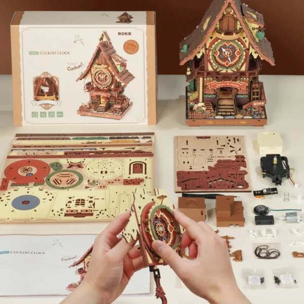 Robotime ROKR Cuckoo Clock – Puzzle 3D Mecánico de Madera