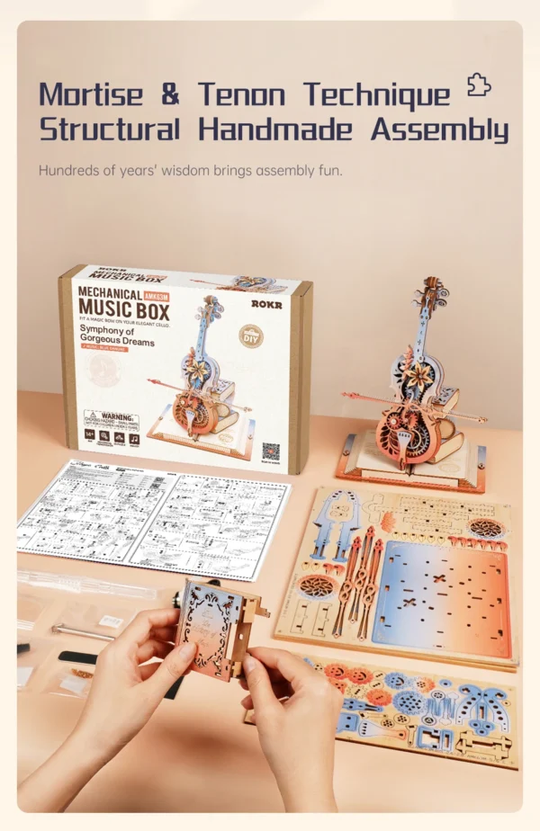 Robotime ROKR Symphony of Gorgeous Dreams – Puzzle 3D Caja Musical
