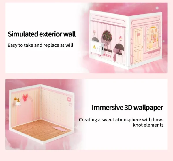 Robotime Rolife Lovely Pink Bedroom – DIY Mini Casa Miniatura