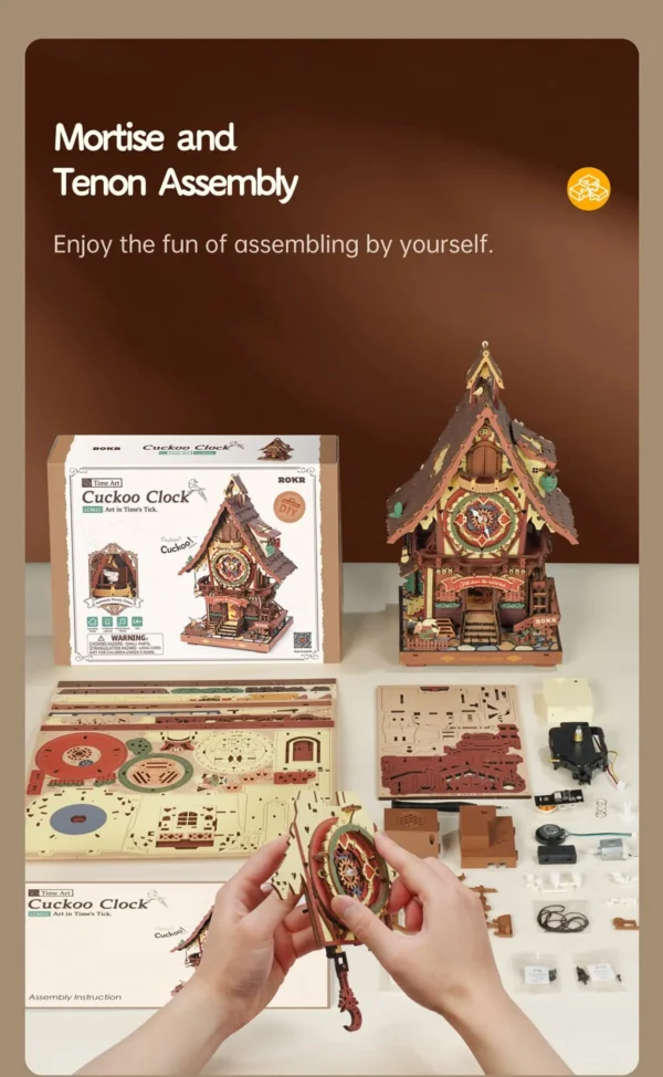 Robotime ROKR Cuckoo Clock – Puzzle 3D Mecánico de Madera