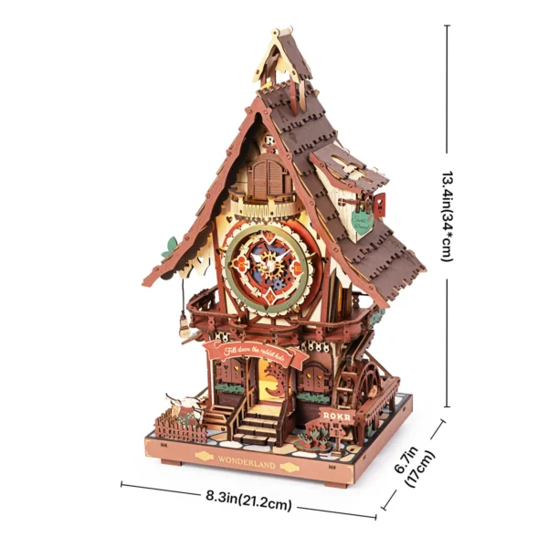 Robotime ROKR Cuckoo Clock – Puzzle 3D Mecánico de Madera