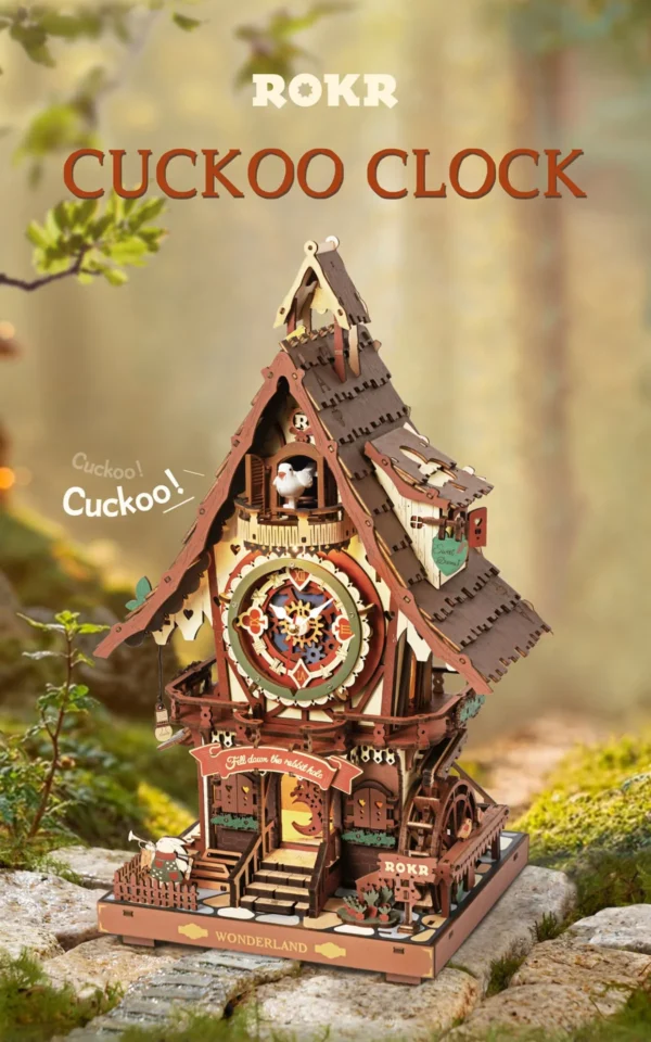 Robotime ROKR Cuckoo Clock – Puzzle 3D Mecánico de Madera