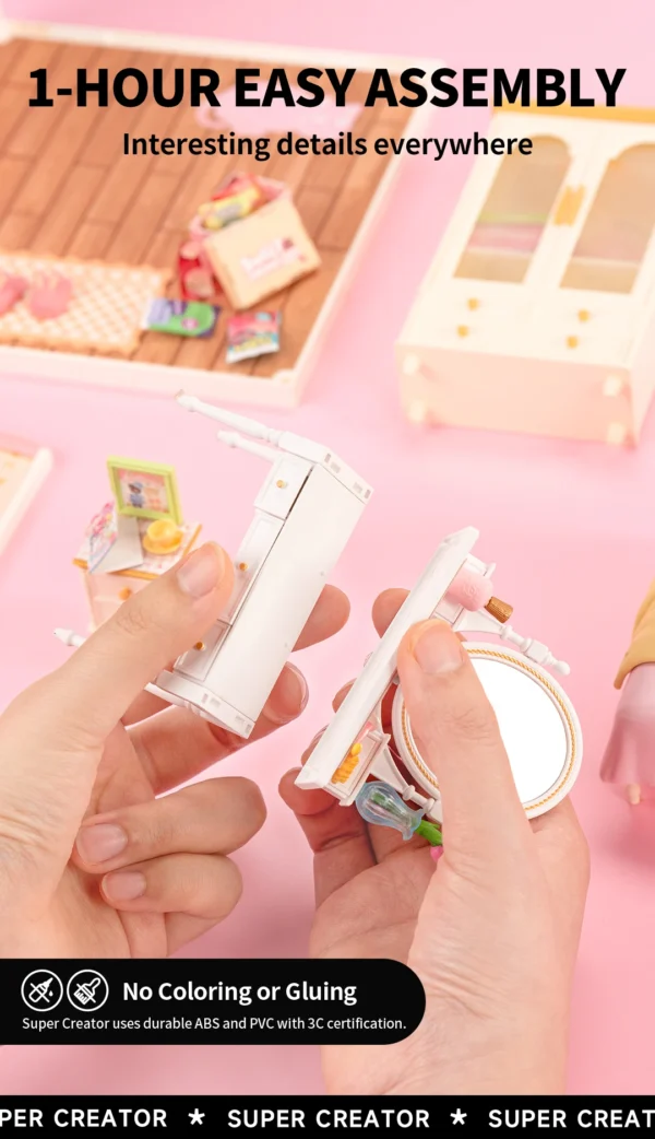 Robotime Rolife Lovely Pink Bedroom – DIY Mini Casa Miniatura