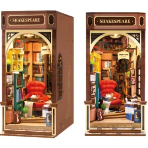 Robotime Rolife New Booknook Bookstore con Luz – DIY Mini Librería de Madera