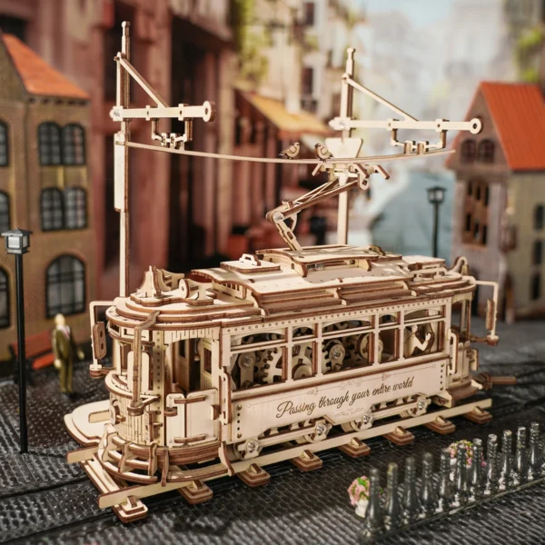 Robotime ROKR Classic City Tram Car – Puzzle 3D de Madera