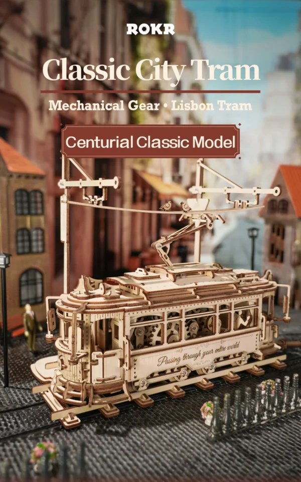 Robotime ROKR Classic City Tram Car – Puzzle 3D de Madera