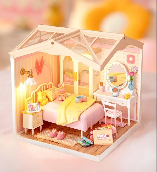 Robotime Rolife Lovely Pink Bedroom – DIY Mini Casa Miniatura