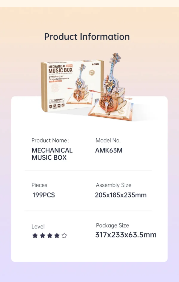 Robotime ROKR Symphony of Gorgeous Dreams – Puzzle 3D Caja Musical