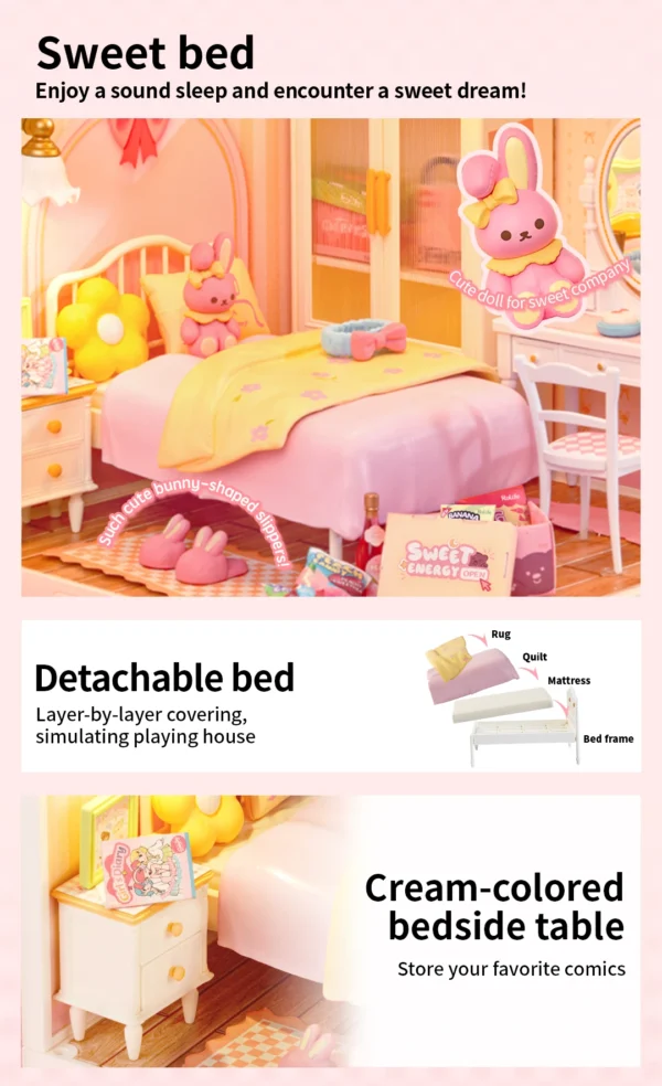 Robotime Rolife Lovely Pink Bedroom – DIY Mini Casa Miniatura